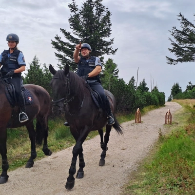 Náhled článku mobil: Turisty na horách potěšili policisté a strážci na koních. Kontroly dopadly na výbornou